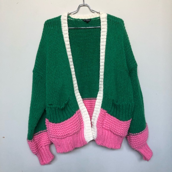 Chunky Knit Dolman Bell Balloon Sleeves Cardigan Sz Medium